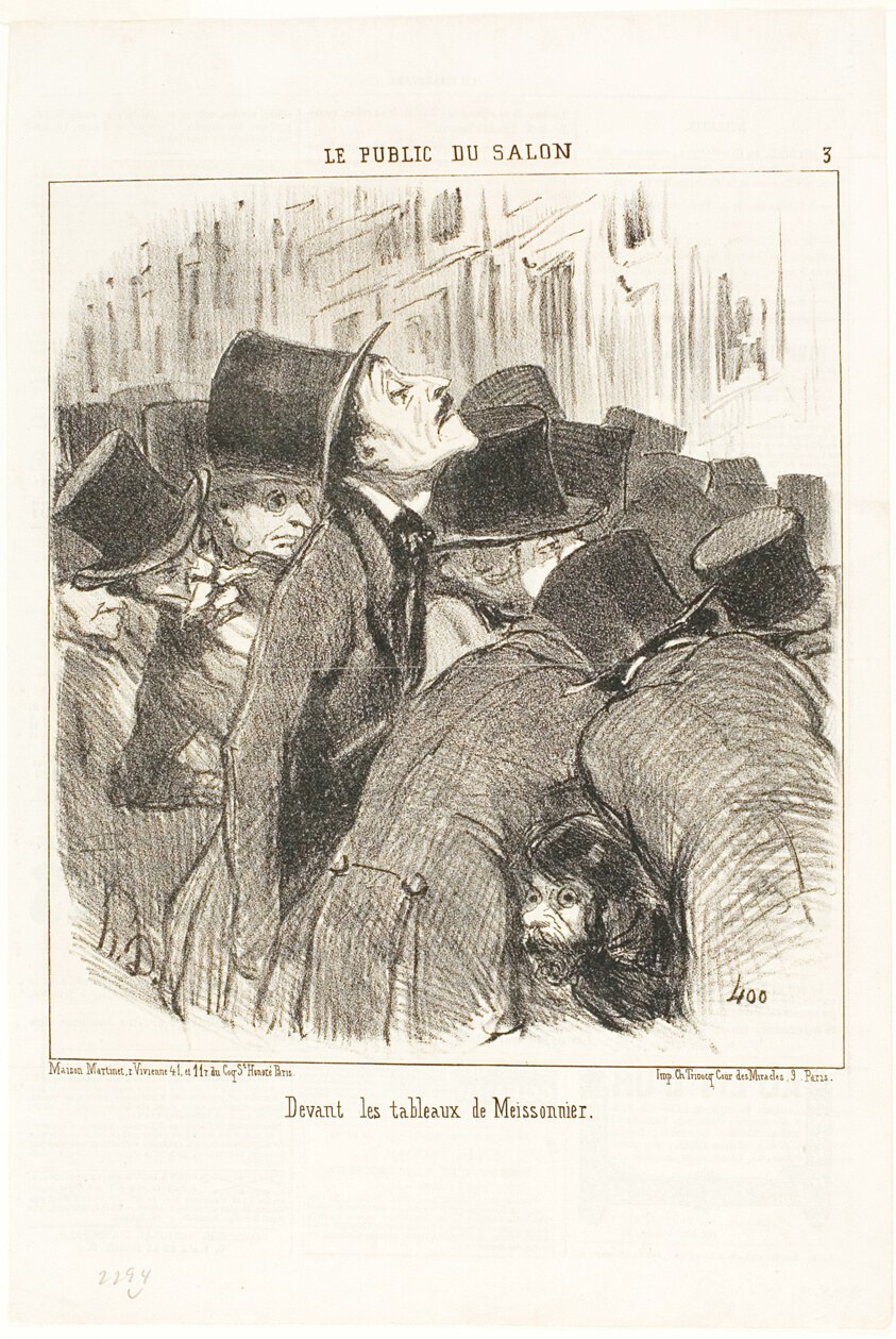 In front of Meissonnier's paintings, plate 3 from Le Public Du Salon