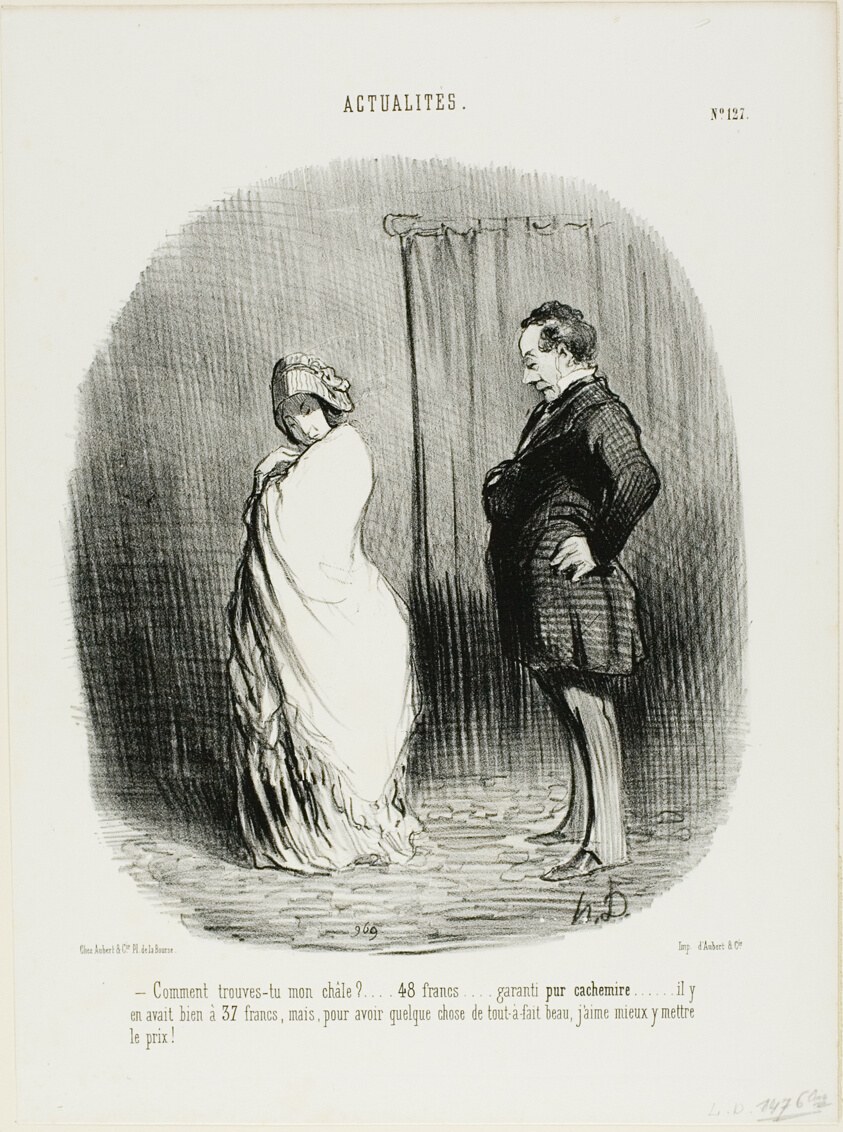 Marriage of "L'époque" and "Le Constitutionnel". Bilboquet: “- Honourable couple, I hereby unite you and bless you. Go and grow in format and may your almanacs multiply!,” plate 125 from Actualités