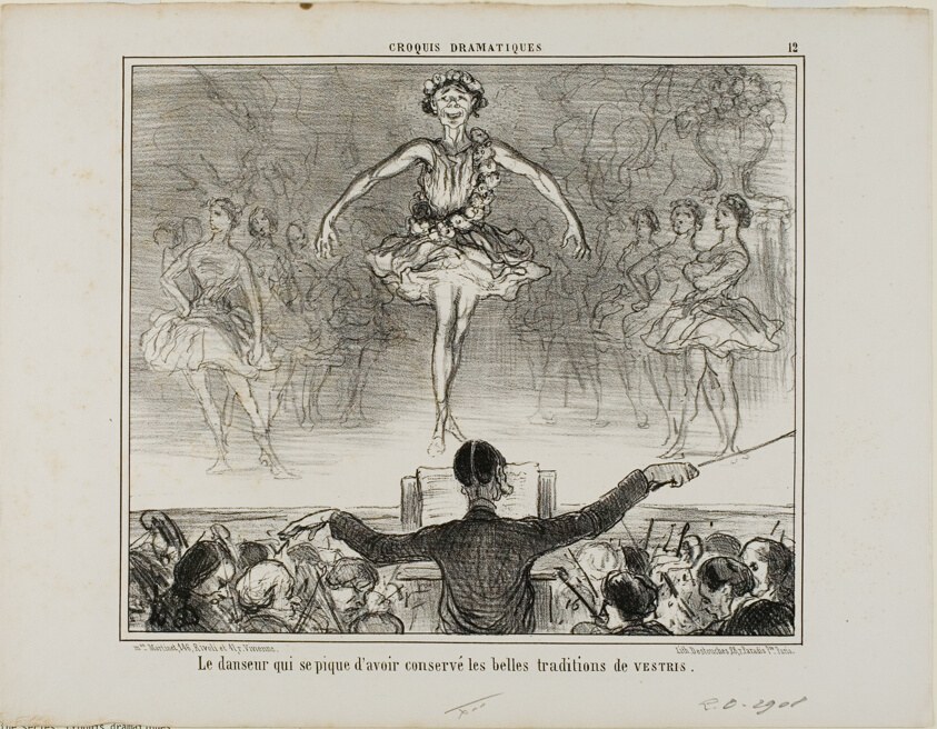 A dancer who claims to have preserved the great tradition of VESTRI, plate 12 from Croquis Dramatiques