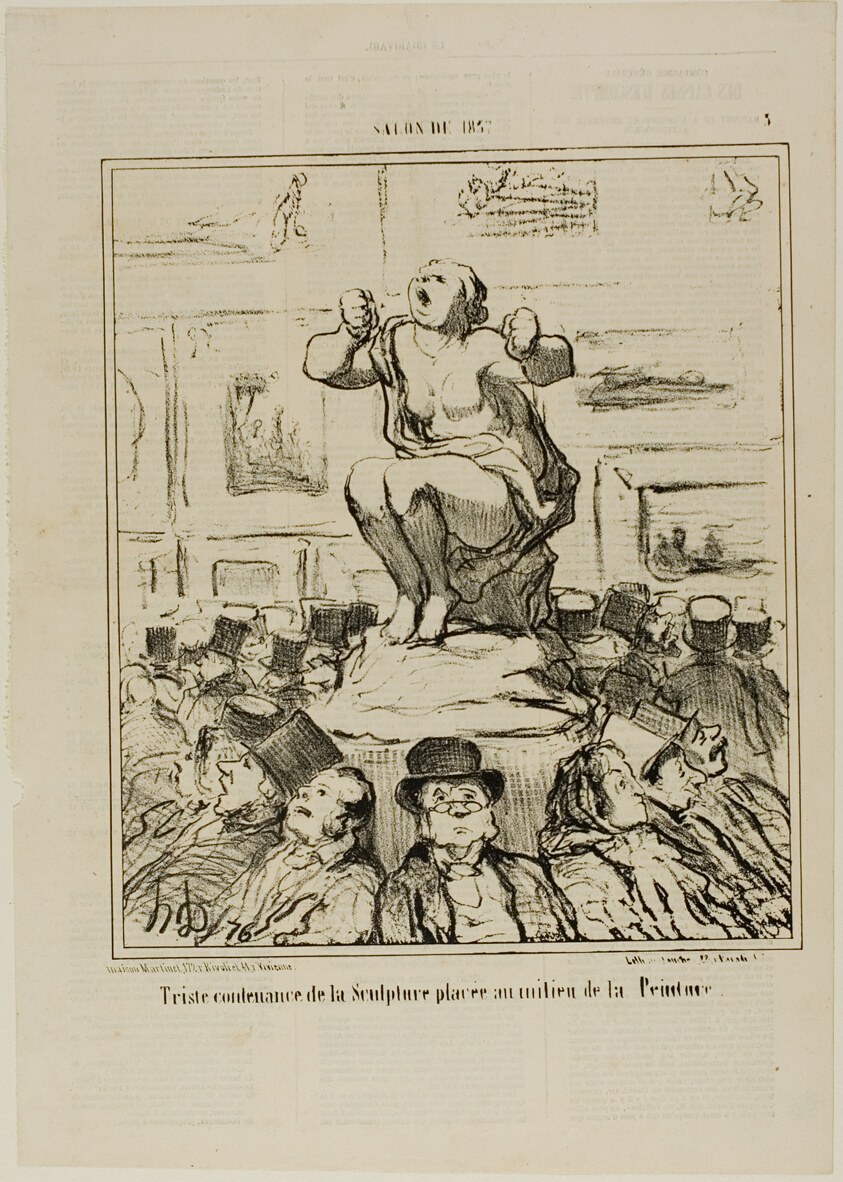 The Displeasure of a Sculpture Placed in the Middle of an Exhibition of Paintings, plate 5 from Salon De 1857