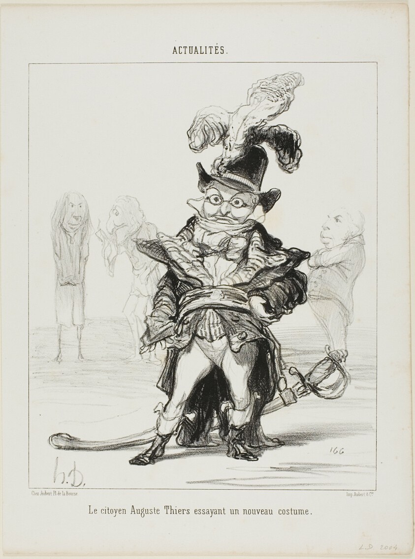 Citizen Thiers trying on a new costume, plate 114 from Actualités
