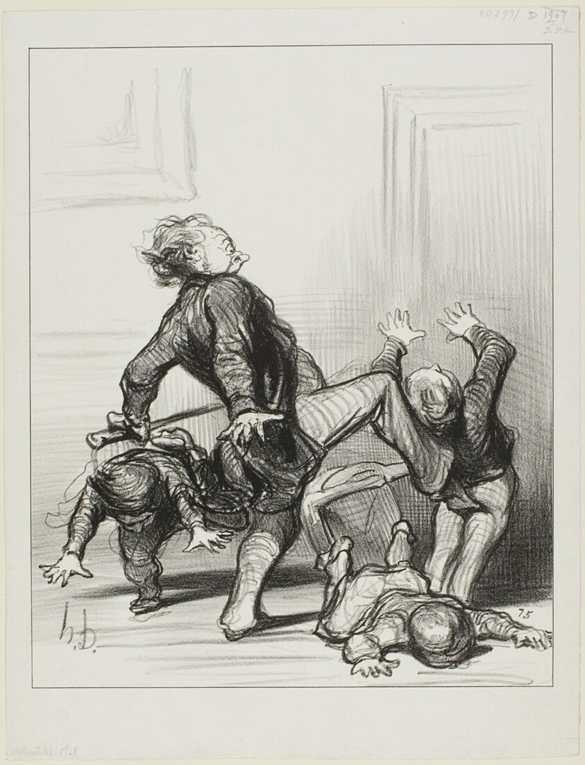 The Influence of the Peace Congress. “Oh you scoundrels, you are fighting again... you still don't know that man should live in peace and be master of himself,” plate 8 from Actualités