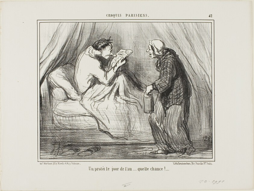 “A protest on New Year's Day! What luck! ...........,” plate 42 from Croquis Parisiens