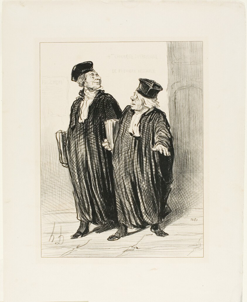 “- Finally we obtained the division of property between husband and wife... - about time, there was no more money left to divide,” plate 3 from Les Avocats Et Les Plaideurs