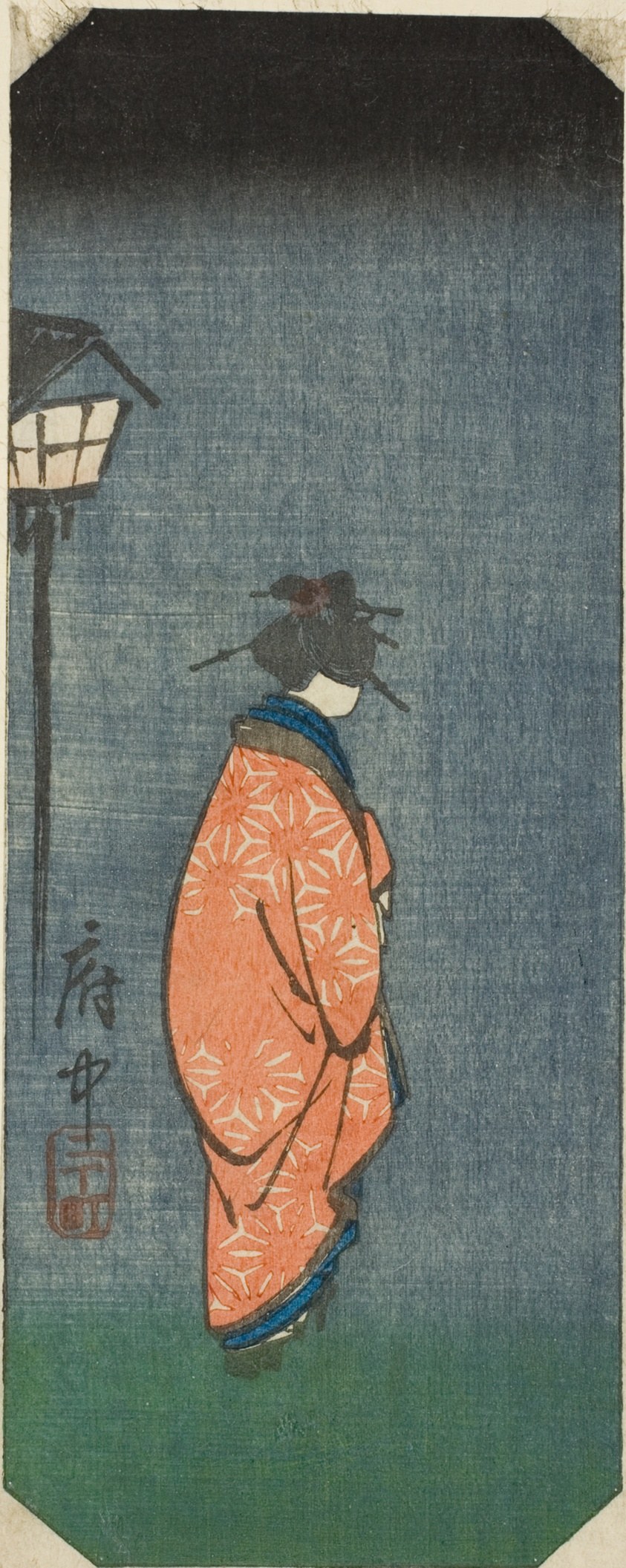 Nichomachi in Fuchu, section of sheet no. 6 from the series "Pictures of the Fifty-three Stations of the Tokaido (Tokaido gojusan tsugi zue)"