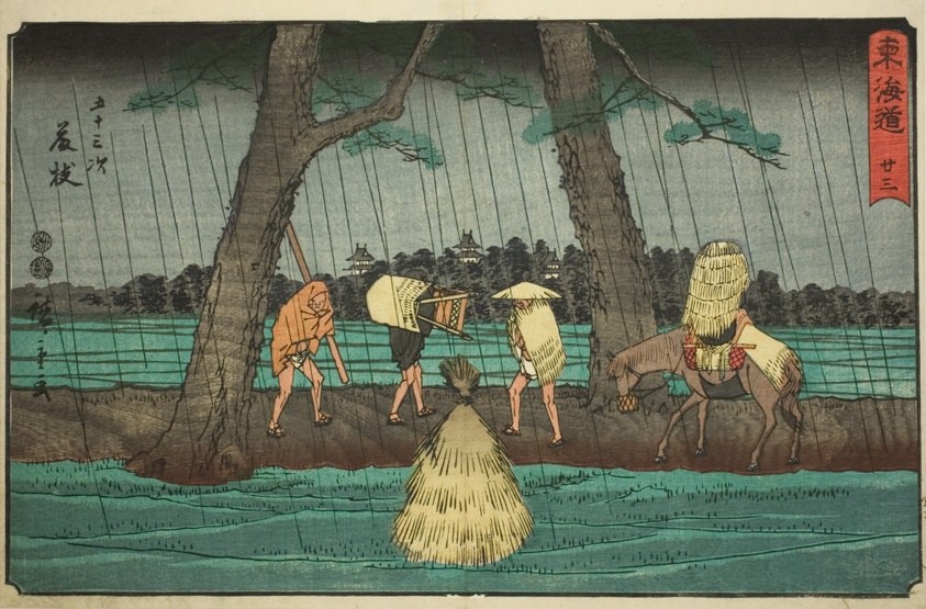 Fujieda—No. 23, from the series "Fifty-three Stations of the Tokaido (Tokaido gojusan tsugi)," also known as the Reisho Tokaido