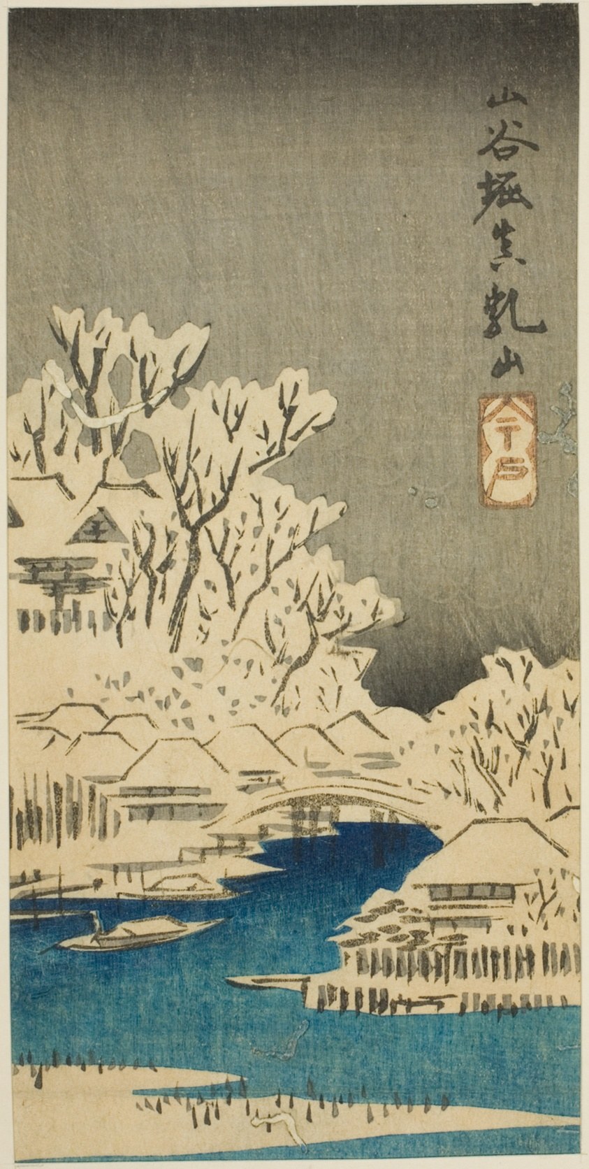 Sanya Canal and Matsuchi Hill (Sanyabori Matsuchiyama), section of a sheet from the series "Cutouts of Famous Places in Edo (Harimaze Koto meisho)"