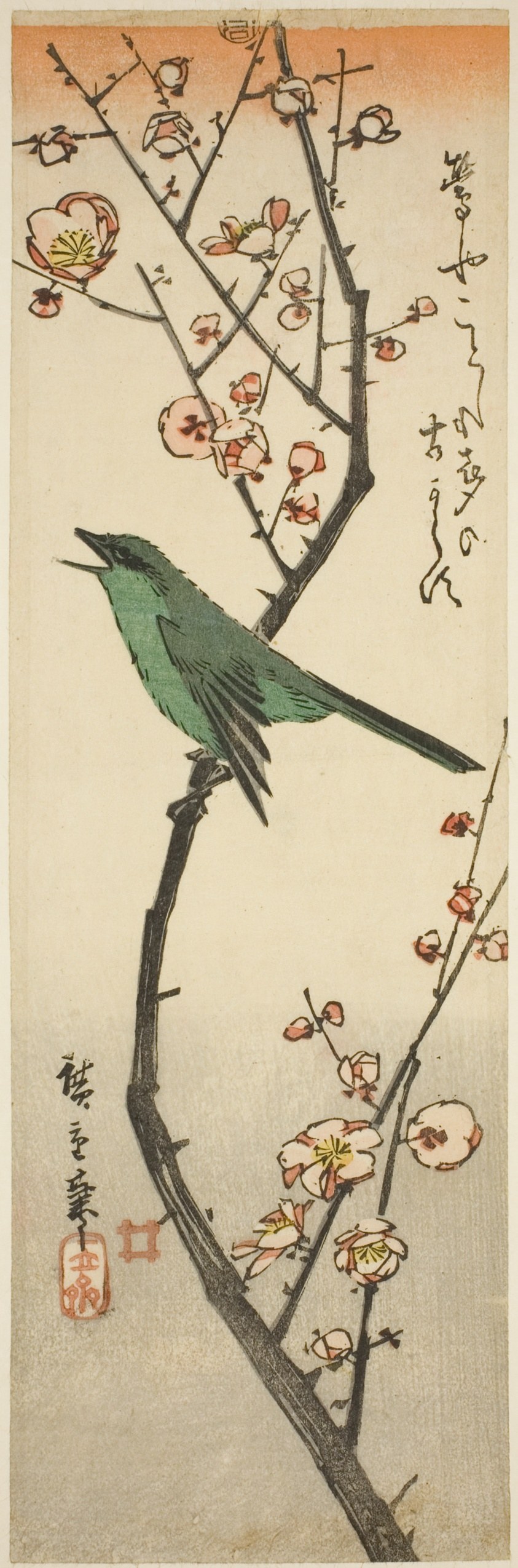 Bush warbler and plum