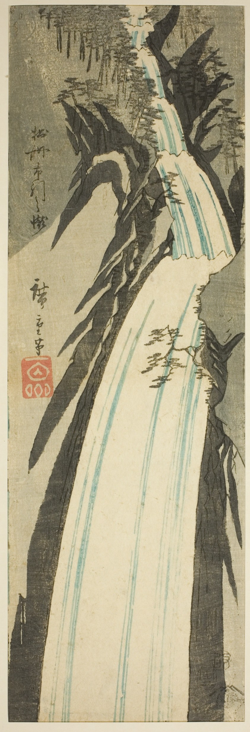 Nunobiki Waterfall in Settsu Province (Sesshu Nunobiki no taki), from an untitled series of views of the provinces