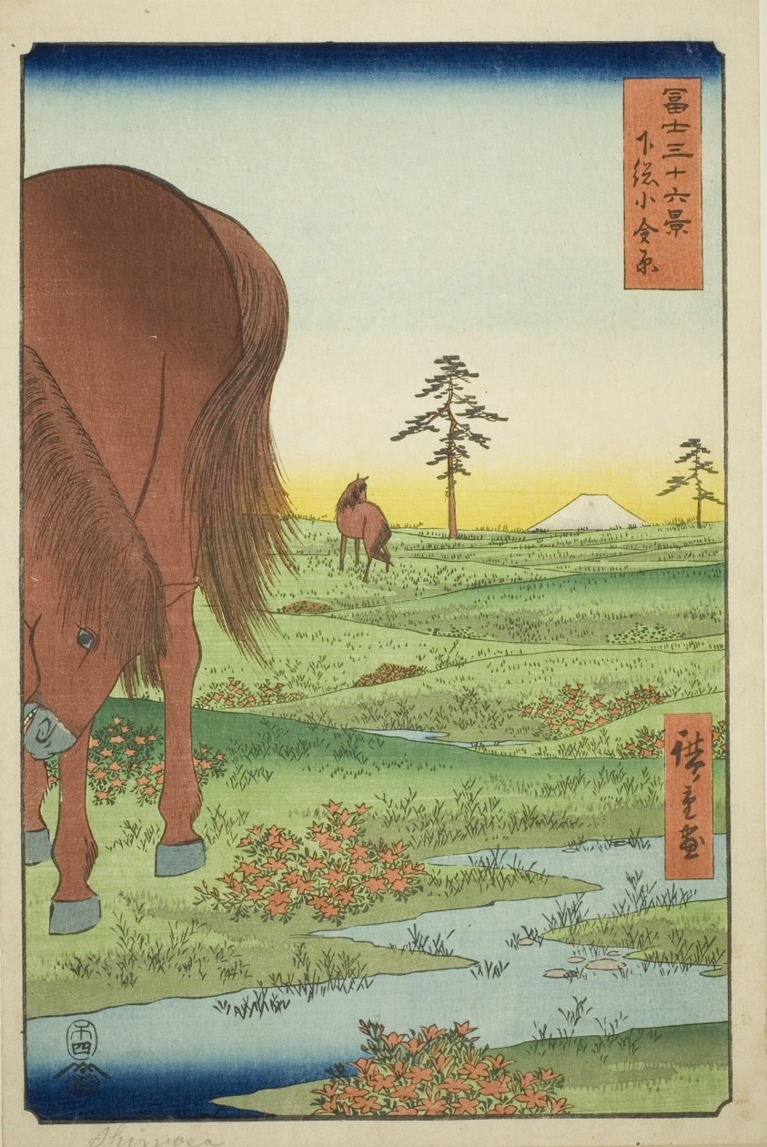Kogane Plain in Shimosa Province (Shimosa Koganehara), from the series "Thirty-six Views of Mount Fuji (Fuji sanjurokkei)"