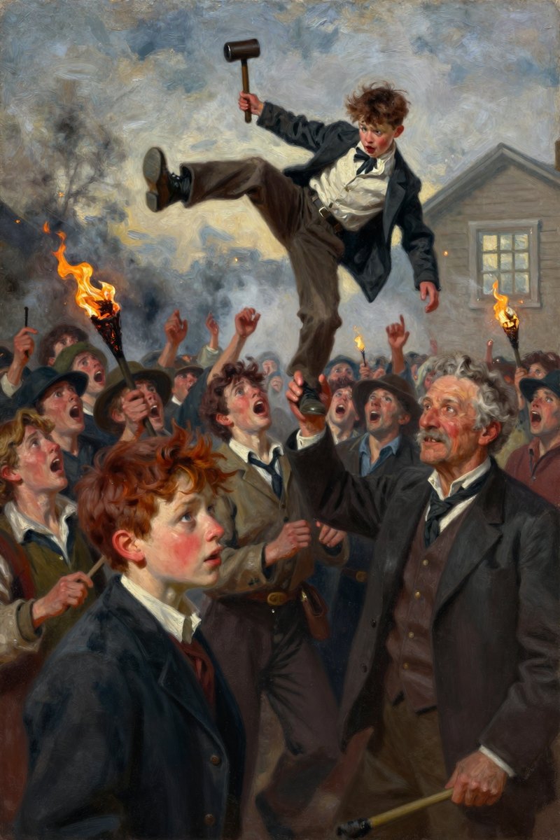 A thirteen-year-old boy, with wild chestnut hair, slight build, gray-blue eyes, rosy fair complexion, his face bright with delight, turned toward the group.