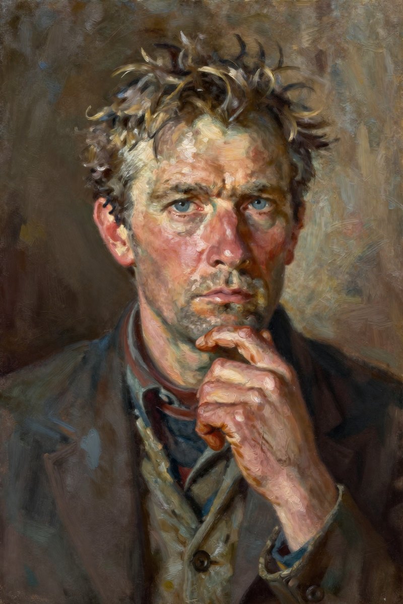 A tall, middle-aged man with graying hair, a stern face, wearing formal attire, gray eyes, pale complexion.