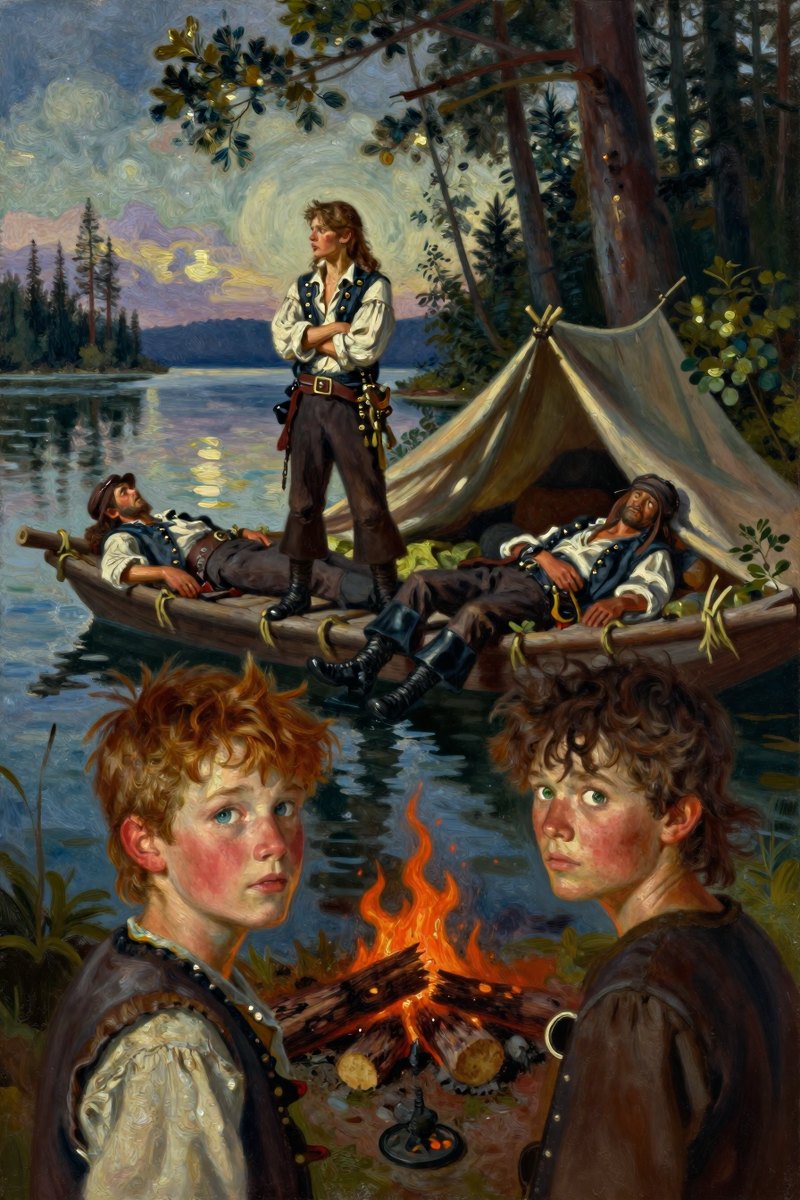 CHAPTER XIII. The Young Pirates—Going to the Rendezvous—The Camp—Fire  Talk