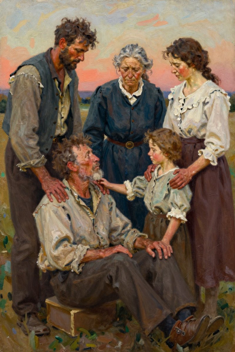 In the middle of an afternoon, a man in tattered clothes and a weathered face basks under the love of relatives who have not seen him for fifty.