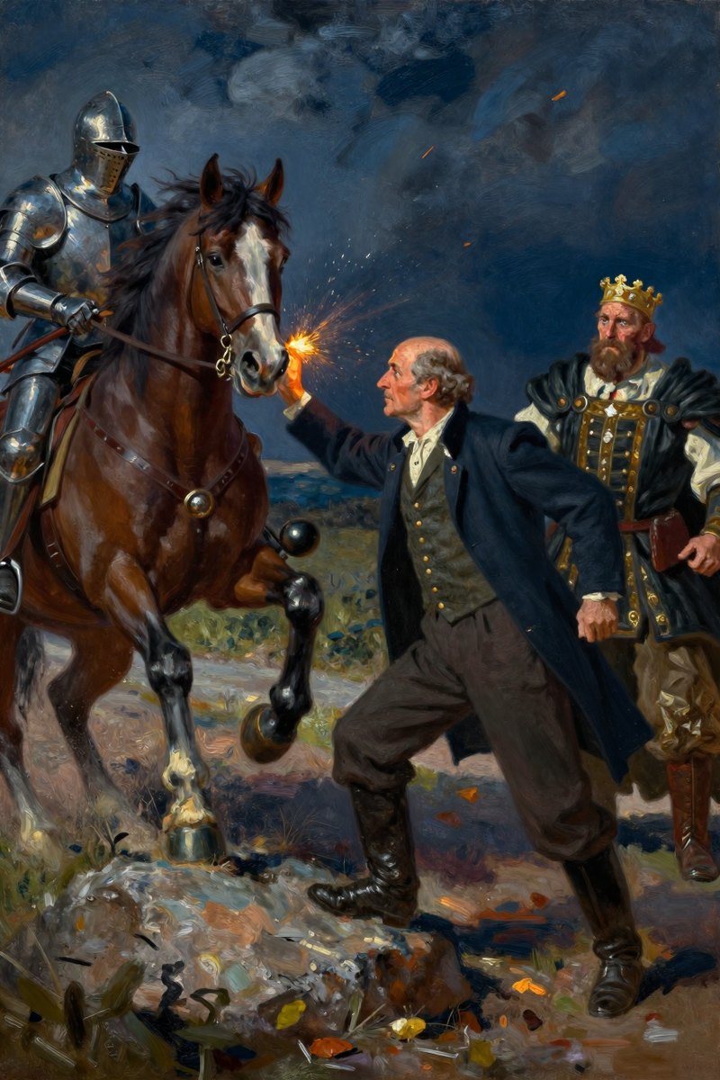 A middle-aged man with regal bearing, balding head, and gray-blue eyes stands at the roadside, scrambling up a large boulder.