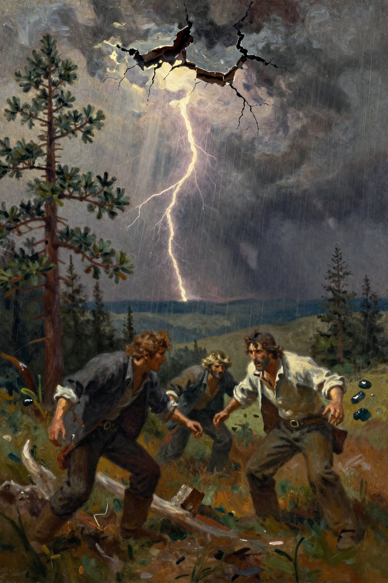 The thunder roared deafeningly, followed by a deluge of rain as the sky seemed to crack apart.