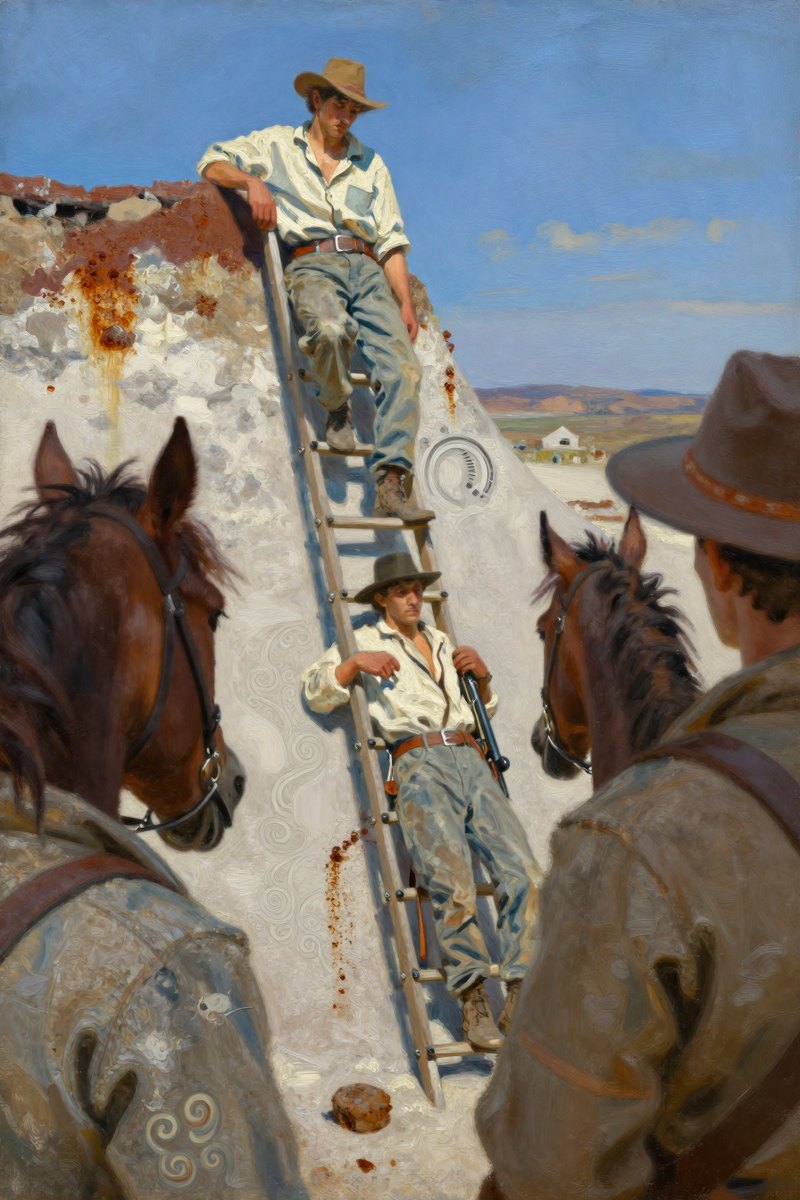 Yes, it's men and horses both. Some who had been climbing the ladder let go all holts and fell.