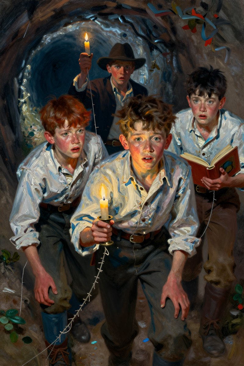 Illustration for CHAPTER XXXIII. The Fate of Injun Joe—Huck and Tom Compare Notes  —An Expedition to the Cave—Protection Against Ghosts—“An Awful Snug  Place”—A Reception at the Widow Douglas’s.