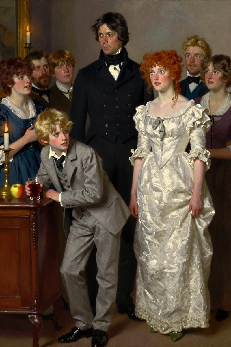 A young boy, around thirteen or fourteen, with golden blond hair and a determined look, lean build, dark brown eyes, pale complexion, with his golden blond hair and.